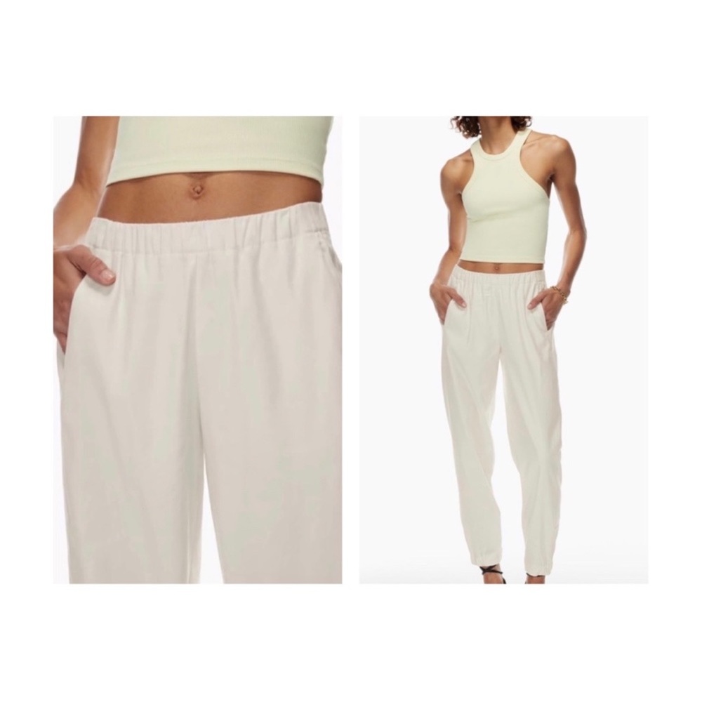 Aritzia Babaton Dexter Linen Pants in Matte Pearl